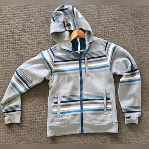 lululemon athletica Gray and Blue Striped Hoodie